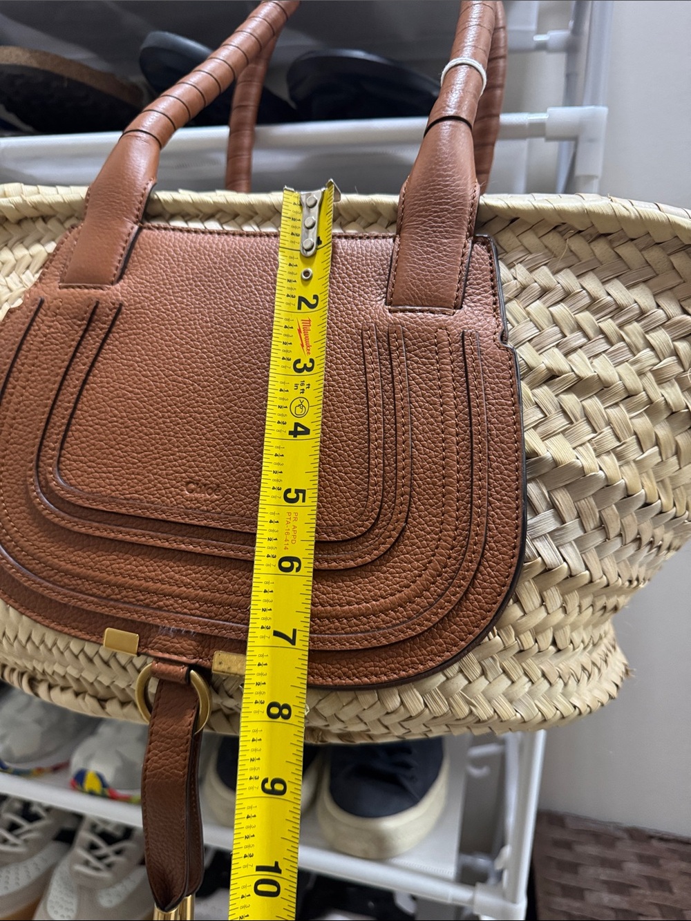Chloe Marcie MD Basket Woven Tan Tote - Picture 14 of 16
